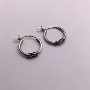 HAN 925 Sterling Silver Roped Hoop Earrings Wire Wrapped
